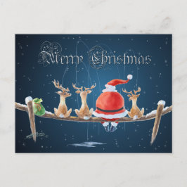 SANTA & REINDEER & TEXT AV SHARON SHARPE HELG VYKORT