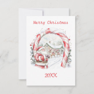 Santa Reindeers Christmas Flat Note Card Anteckningskort
