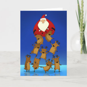 Santa & ren (det tomma kortet) helgkort