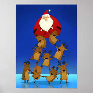 Santa & ren poster