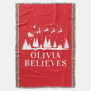 Santa rener tro jul traditionell röd jul filt