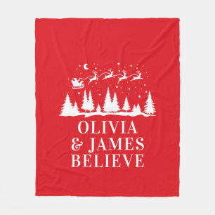 Santa rener tro jul traditionell röd jul fleecefilt