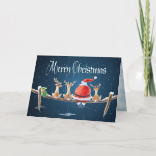 SANTA & RENfishin & TEXT av SHARON SHARPE Helgkort