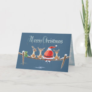 SANTA & RENfishin & TEXT av SHARON SHARPE Helgkort