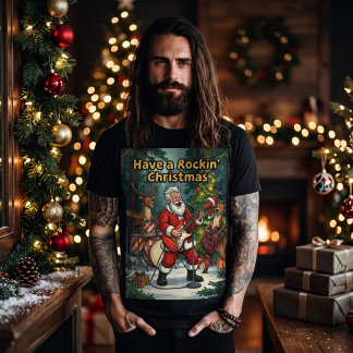 Santa Renhjort Band Rockar Jul T Shirt