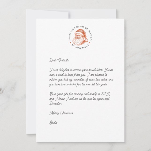 Santa Reply Brev Inbjudningar (Framsida)