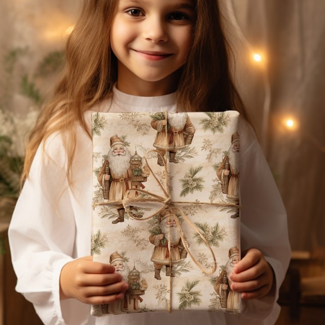 Santa Retro Guld Presentpapper (Skapare uppladdad)