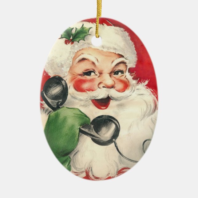 Santa Retro vintage Julgransprydnad Keramik (Framsidan)