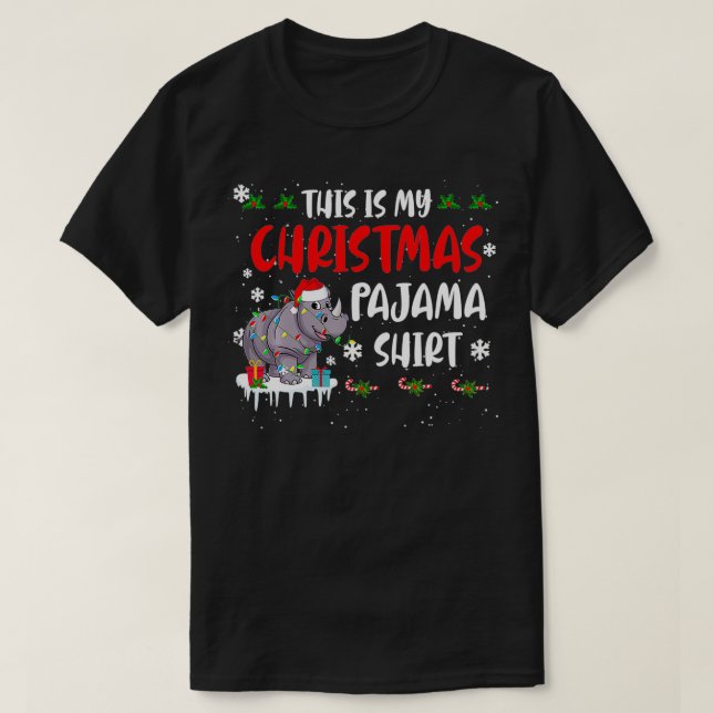 Santa Rhino Det här är min jul Pajama Julafton Lig T Shirt (Design framsida)