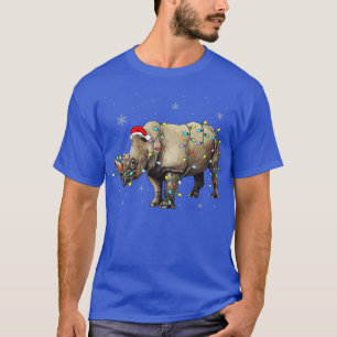 Santa Rhino jul Ljus Rhino Älskare Julafton Funn T Shirt