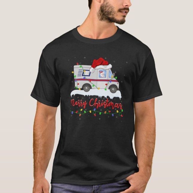 Santa Ride Mail Carrier Car Mailman Postal Worker T Shirt (Framsida)
