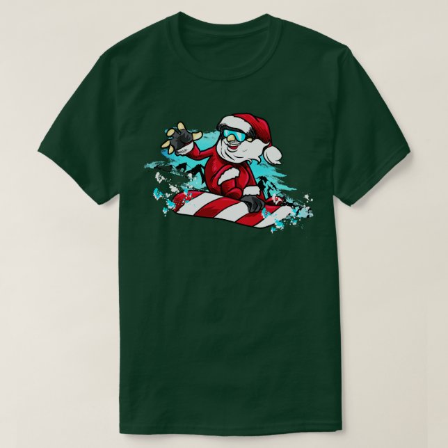 Santa Ride SnowboardSnowboarding julgåva T Shirt (Design framsida)