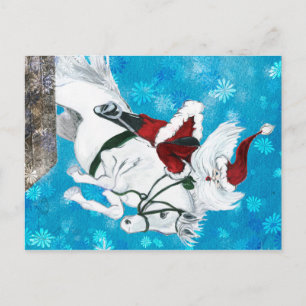 Santa rider en häst - vykort