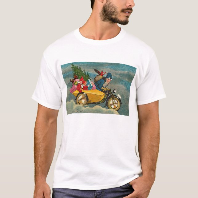 Santa rider en motorcykel - skjorta t-shirt (Framsida)