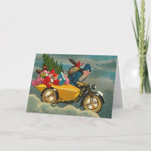 Santa Rides a Motorcycle - jul Helgkort