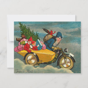 Santa Rides a Motorcycle - jul Julkort