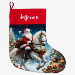 Santa Rides a White Horse Stor Julstrumpa