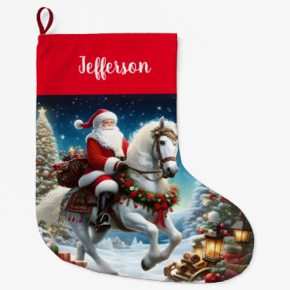 Santa Rides a White Horse Stor Julstrumpa