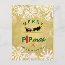 Santa Riding a Bull Sleigh – Forex Pipmas Gift Vykort