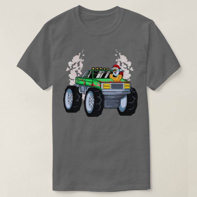 Santa Riding a Monster Lastbil 2 T Shirt (Design framsida)