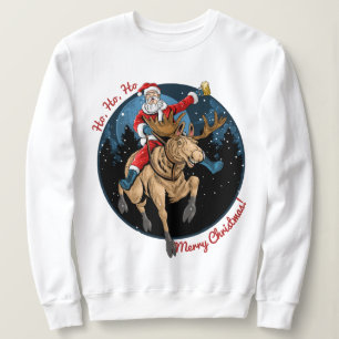 Santa Riding A Moose T Shirt
