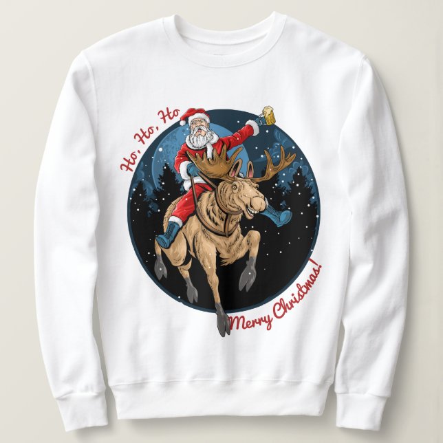 Santa Riding A Moose T Shirt (Design framsida)