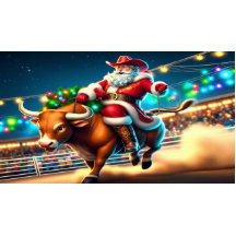 Santa Riding a Rodeo Bull God jul