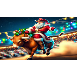 Santa Riding a Rodeo Bull God jul Presentpapper