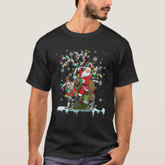 Santa Riding American Shorthair Julafton Träd Sant T Shirt