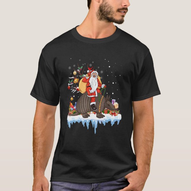 Santa Riding Armadillo jul För manar kvinnor Kid T Shirt (Framsida)