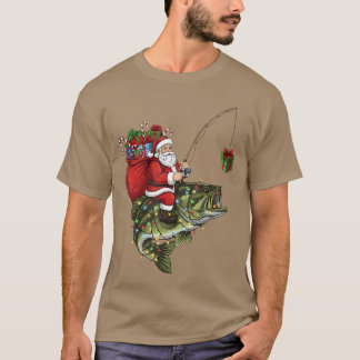Santa Riding Bass Fish Christmas Fishing Funny Xma T Shirt