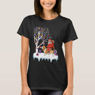 Santa Riding Basset Hound Hund Träd Ljus Basset H T Shirt