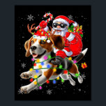 Santa Riding Beagle Christmas Lights Funny Dog Xma Poster<br><div class="desc">Santa Riding Beagle Christmas Lights Funny Dog Xmas</div>