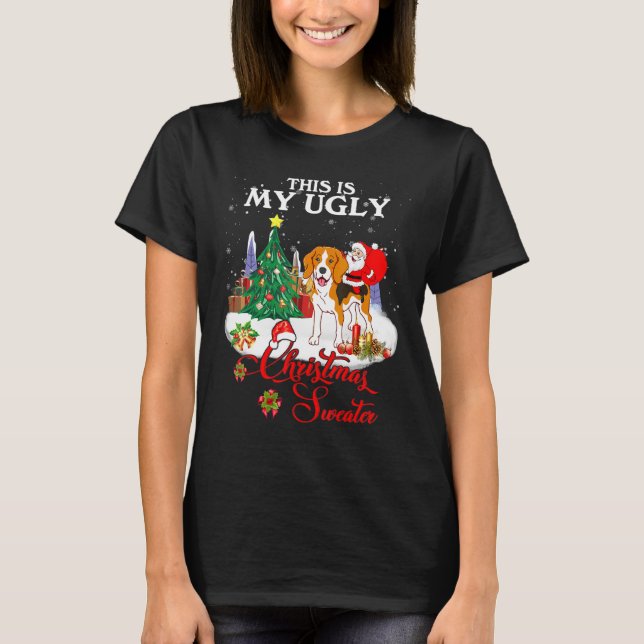 Santa Riding Beagle Det här är min lilla julsvensk T Shirt (Framsida)