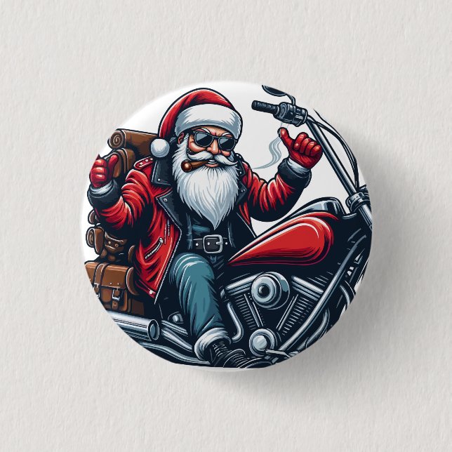 Santa Riding Bike Knapp (Framsida)