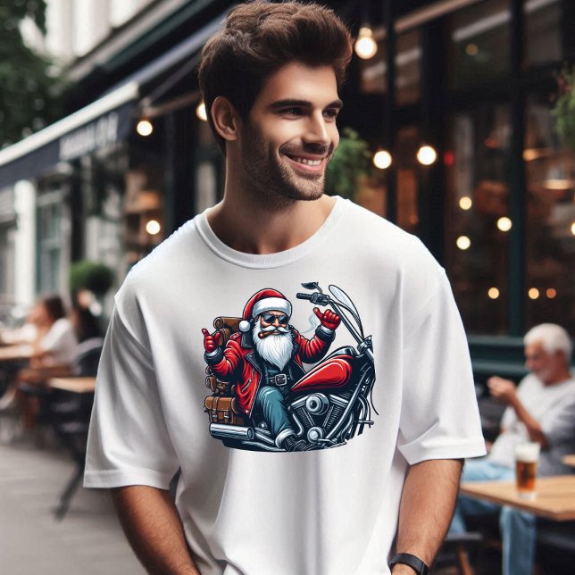 Santa Riding Bike T Shirt (Santa on Bike )