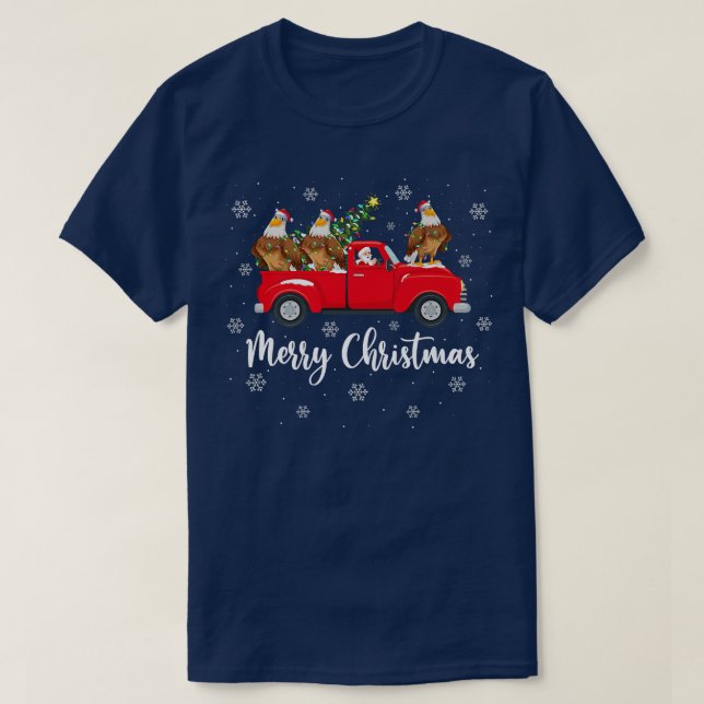 Santa Riding Christmas Tree Truck Eagle Bird Chris T Shirt (Design framsida)
