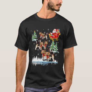 Santa Riding Dachshund Reindeer jul Pajama M T Shirt