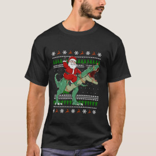 Santa Riding Dino Funny jul Ugly Sweater T S Shirt