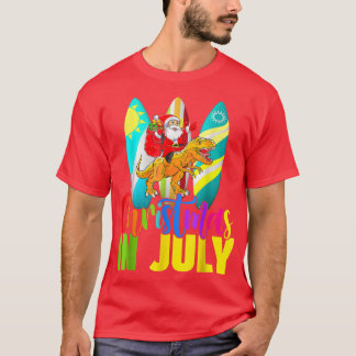 Santa Riding Dinosaur jul Juli Sommar Surfi T Shirt