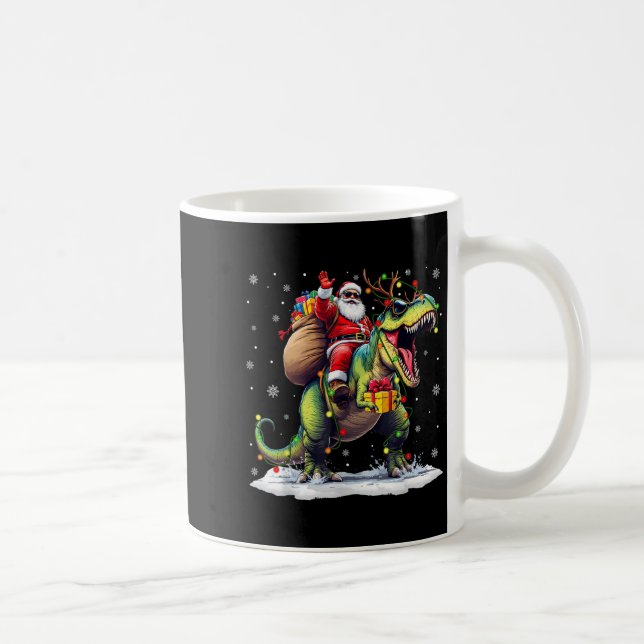 Santa Riding Dinosaur T Rex Christmas Boys Men Xma Kaffemugg (Höger)