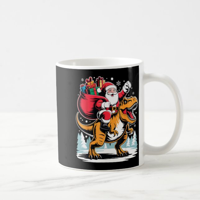 Santa Riding Dinosaur T Rex Christmas Boys Xmas  Kaffemugg (Höger)