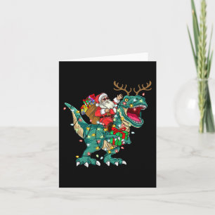 Santa Riding Dinosaur T rex Hjort Kids Boys Manar  Kort
