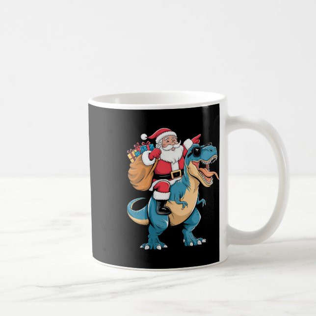 Santa Riding Dinosaur T Rex jul Boys Manar Gir Kaffemugg (Höger)