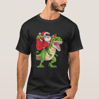 Santa Riding Dinosaur T Rex jul Boys Manar T Shirt