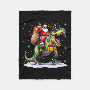 Santa Riding Dinosaur T Rex jul Boys Manar Xma Fleecefilt