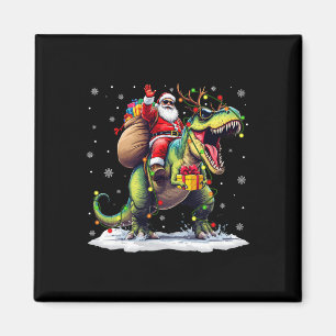 Santa Riding Dinosaur T Rex jul Boys Manar Xma Magnet