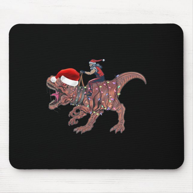 Santa Riding Dinosaur T Rex jul Boys Manar Xma Musmatta (Framsidan)