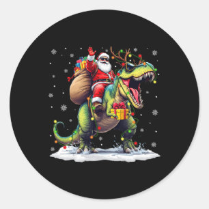 Santa Riding Dinosaur T Rex jul Boys Manar Xma Runt Klistermärke