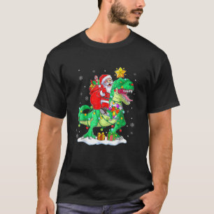 Santa Riding Dinosaur T Rex jul Boys Manar Xma Shirt